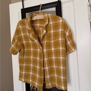 Madewell Plaid Shirt in Yellow and White